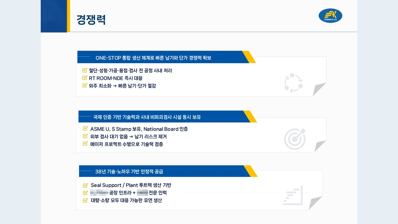 압력용기·플랜트 제조기업 회사소개서 핵심 경쟁력 실제 제작 페이지