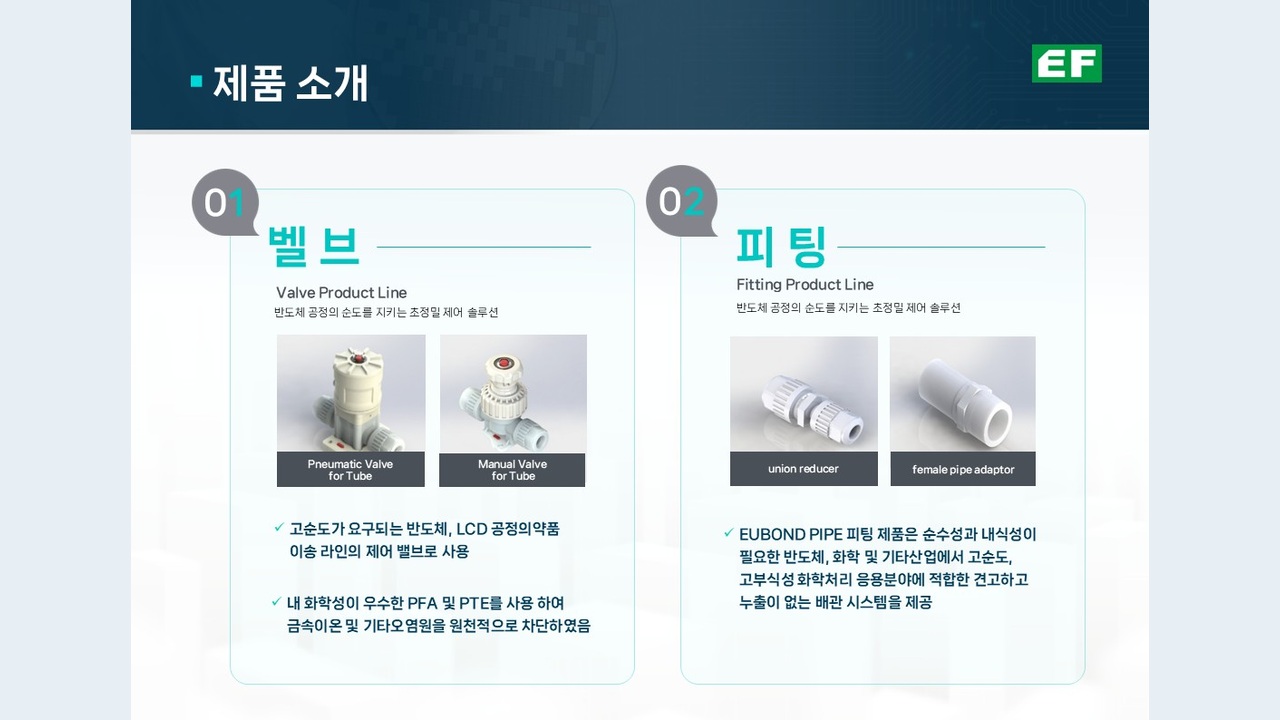 불소수지 부품 제조기업 회사소개서 제품 소개 실제 제작 페이지